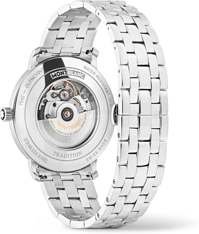 Montblanc,Tradition 40mm,40mm,Stainless Steel,Grey,Automatic,Day,38hours,MB132433