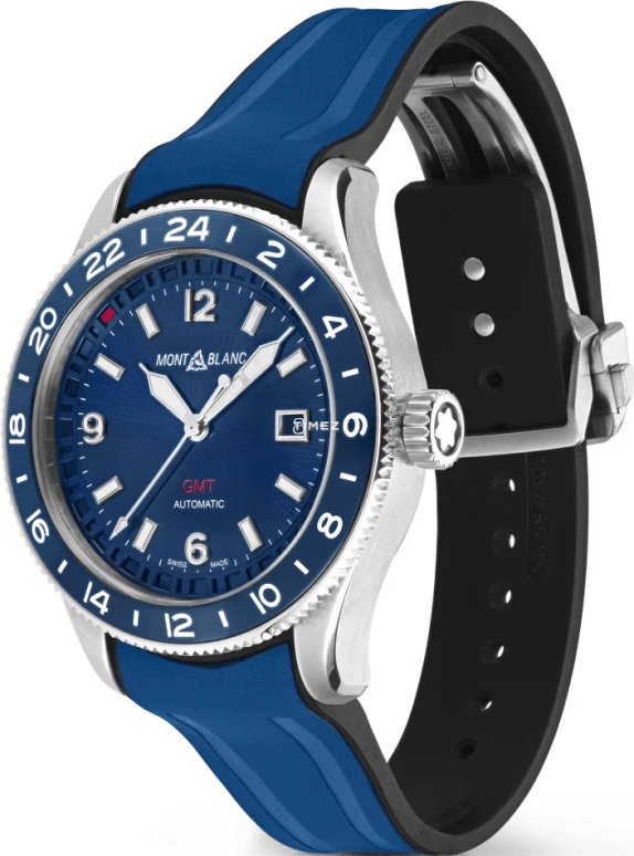 Montblanc,1858 42mm,42mm,Stainless Steel,Blue,Automatic,Day,Dule Time,MB129617