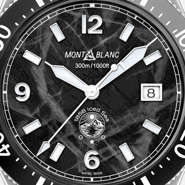 Montblanc,Iced Sea 41mm,41mm,Stainless Steel,Ceramic,Black,Automatic,Day,38hours,MB129371