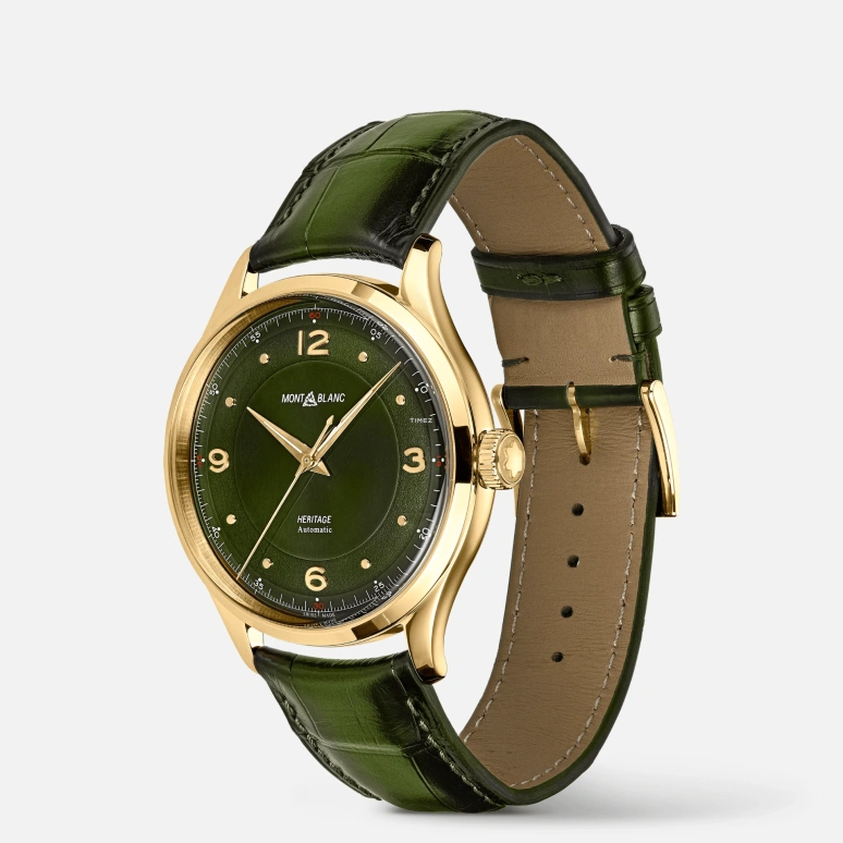 Montblanc,Heritage 40mm,40mm,Yellow Gold,Green,Automatic,Sapphire,Crystal Glass,Round,MB126464