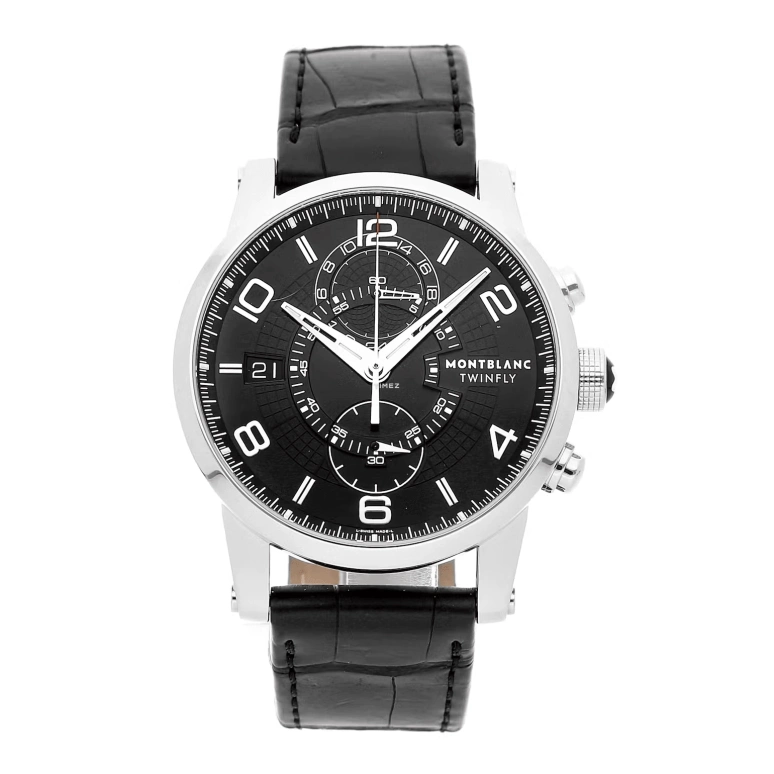 Montblanc,Timewalker 42mm,42mm,Stainless Steel,Black,Automatic,Chronograph,Day,Dule Time,MB105077