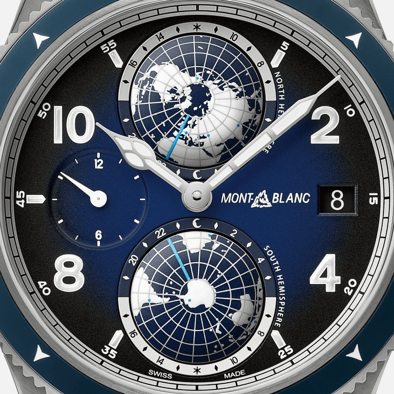 Montblanc,1858 42mm,42mm,Titanium,Blue,Automatic,Day,Dule Time,World Time,Day / Night Indication,42hours,In-house Caliber,MB125567