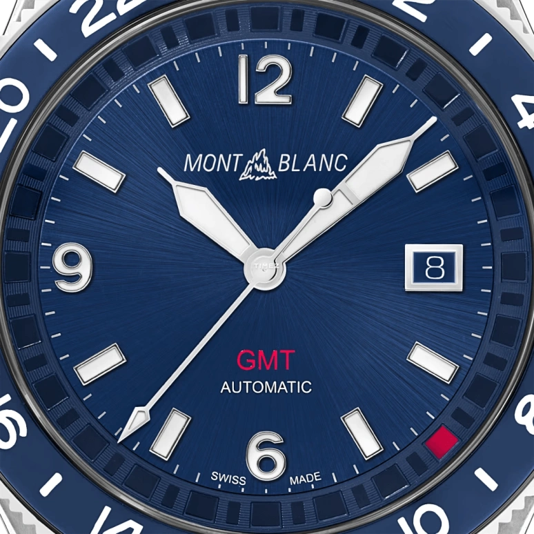 Montblanc,1858 42mm,42mm,Stainless Steel,Blue,Automatic,Day,Dule Time,MB129617