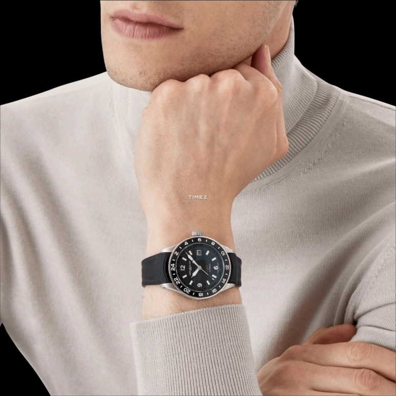 Montblanc,1858 42mm,42mm,Stainless Steel,Black,Automatic,Day,Dule Time,MB129766