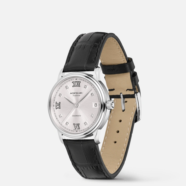 Montblanc,Tradition 32mm,32mm,Stainless Steel,Silver White,Automatic,Day,38hours,MB128689