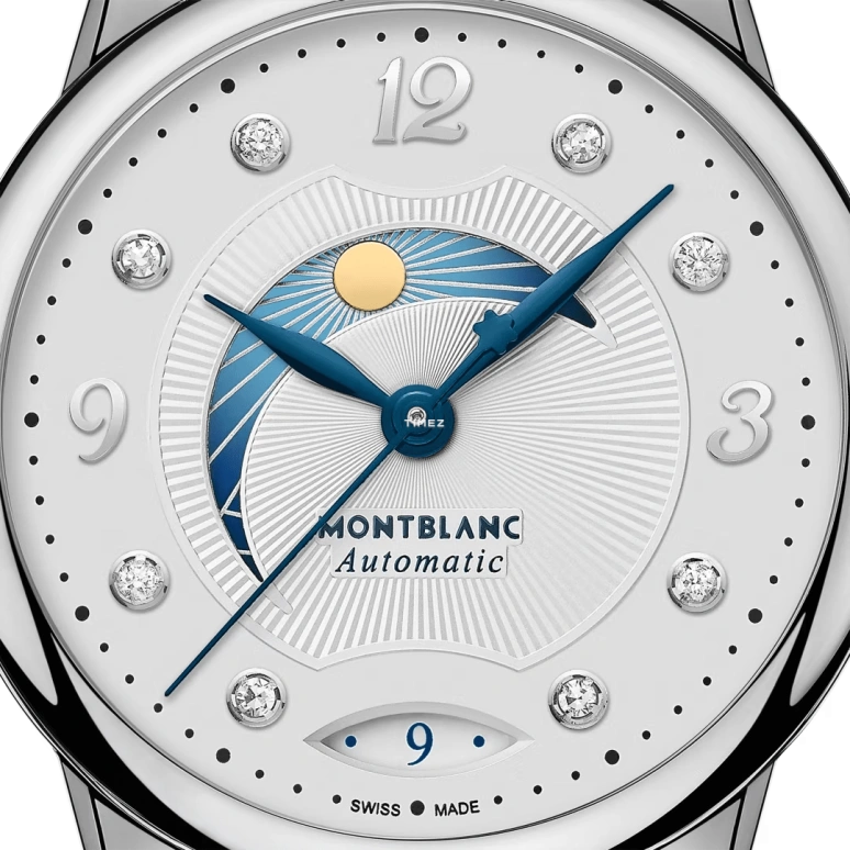 Montblanc,Boheme 30mm,30mm,Stainless Steel,Silver White,White,Automatic,Day,Sapphire,MB127358