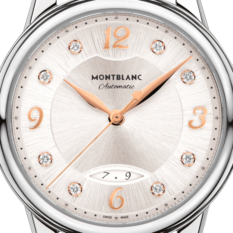 Montblanc,Boheme 30mm,30mm,Stainless Steel,Silver White,Automatic,Day,Sapphire,Crystal Glass,MB133305