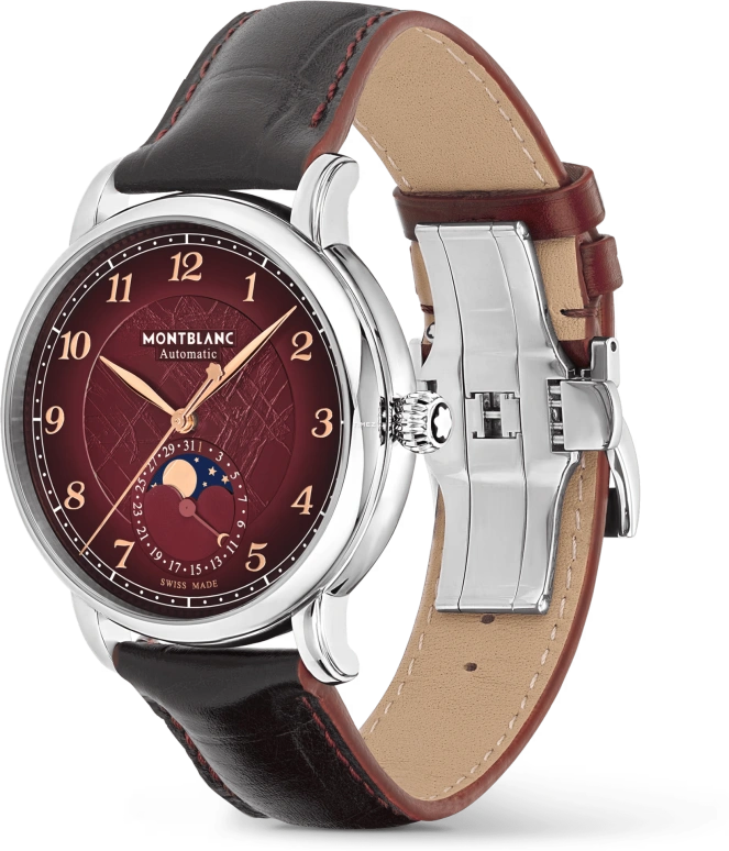 Montblanc,Star 42mm,42mm,Stainless Steel,Red,Automatic,Moonphase,Day,MB133244