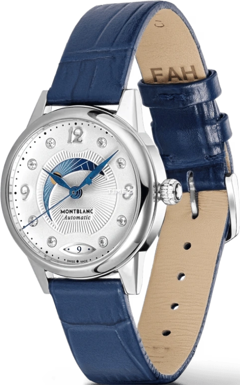 Montblanc,Boheme 30mm,30mm,Stainless Steel,Silver White,White,Automatic,Day,Sapphire,MB127358