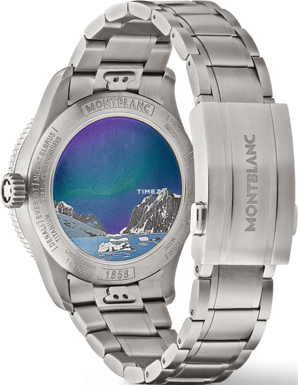 Montblanc,1858 42mm,42mm,Titanium,Blue,Automatic,Day,World Time,MB130961