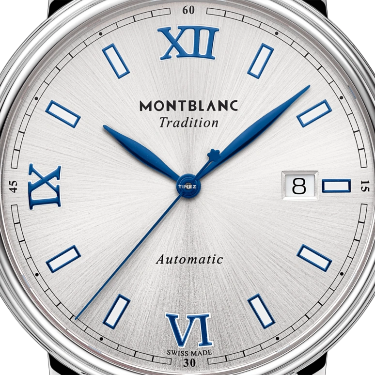 Montblanc,Tradition 40mm,40mm,Stainless Steel,Silver,Automatic,Day,Sapphire,Crystal Glass,MB129285