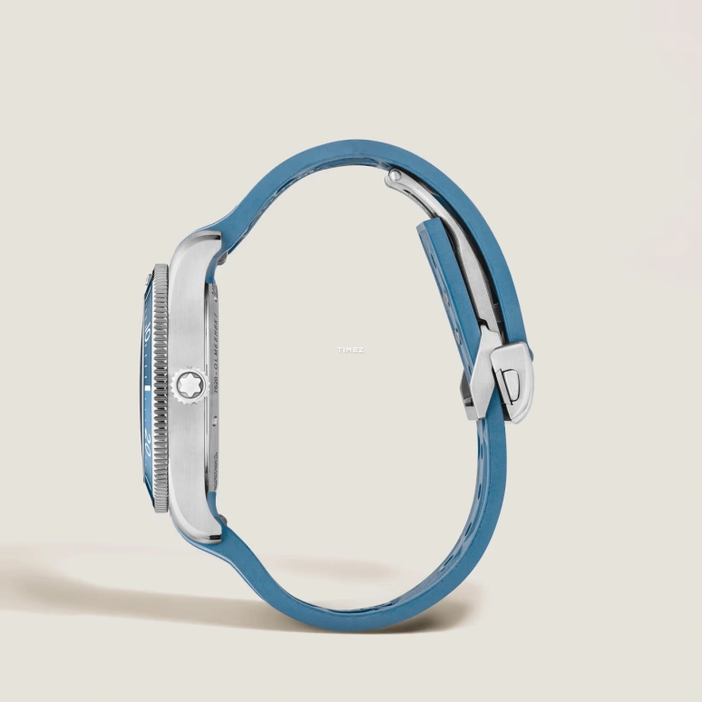 Montblanc,Iced Sea 38mm,38mm,Stainless Steel,Aluminum Oxide,Blue,Automatic,Day,38hours,MB134023