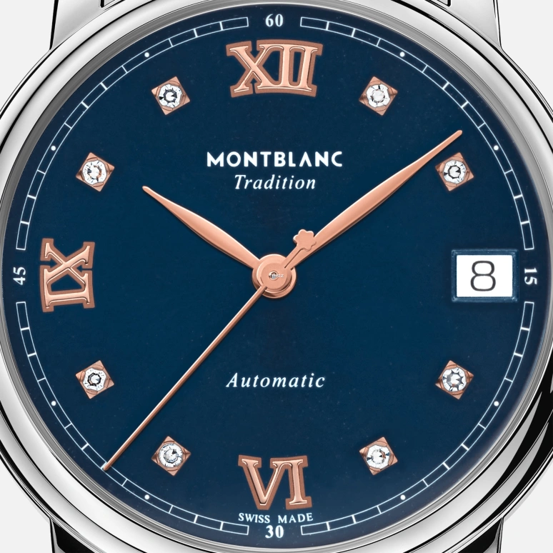 Montblanc,Tradition 32mm,32mm,Stainless Steel,Blue,Automatic,Day,38hours,MB129643