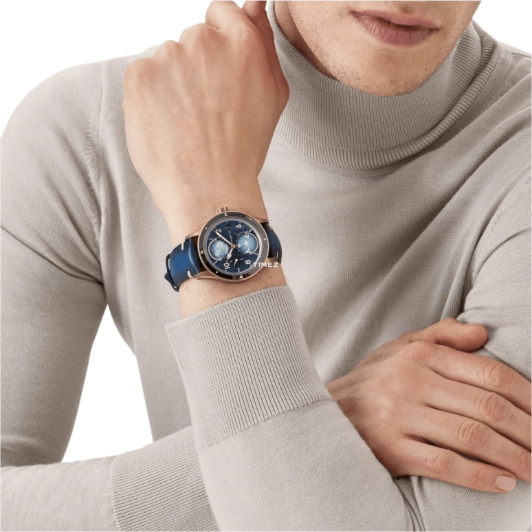Montblanc,1858 42mm,42mm,Bronze,Blue,Automatic,Day,World Time,Day / Night Indication,MB129415
