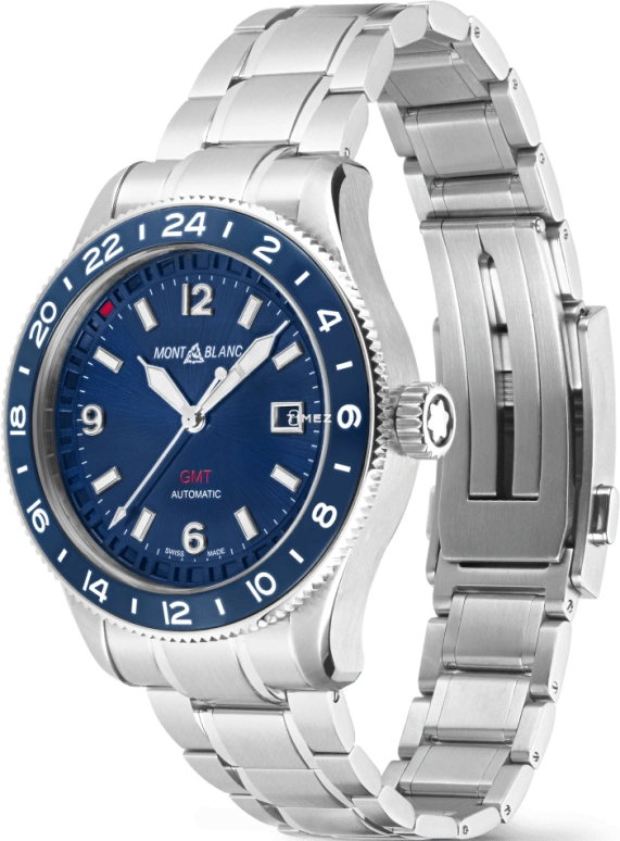 Montblanc,1858 42mm,42mm,Stainless Steel,Blue,Automatic,Day,Dule Time,World Time,MB129767