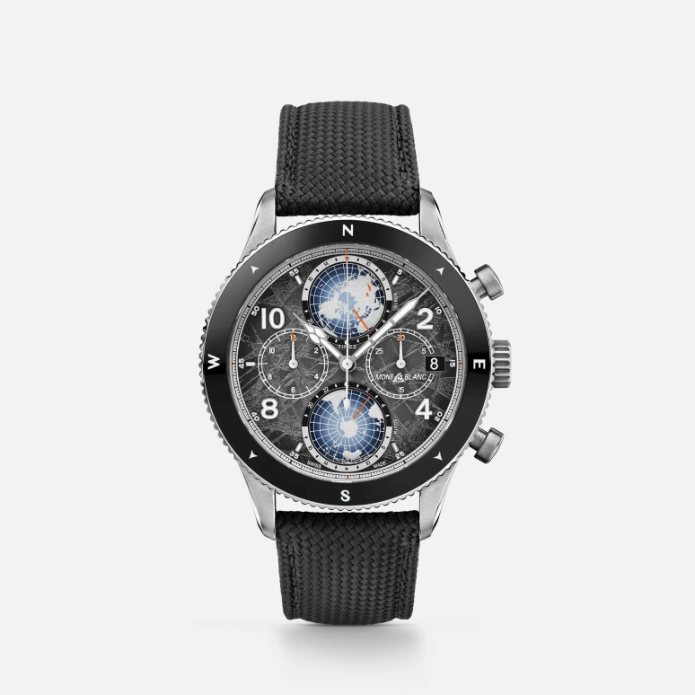Montblanc,1858 44mm,44mm,Titanium,Grey,Automatic,Chronograph,Day,World Time,MB130811