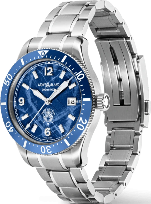 Montblanc,Iced Sea 41mm,41mm,Stainless Steel,Ceramic,Blue,Automatic,Day,38hours,MB129369