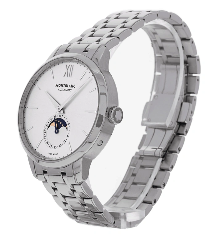 Montblanc,Heritage 39mm,39mm,Stainless Steel,Silver,Automatic,Moonphase,Day,111184