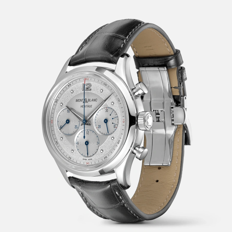 Montblanc,Heritage 41mm,41mm,Stainless Steel,White,Silver White,Automatic,Chronograph,Sapphire,Crystal Glass,MB128670