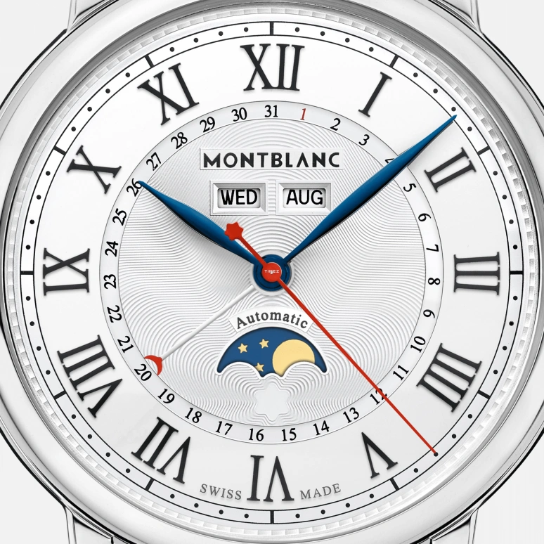 Montblanc,Star 42mm,42mm,Stainless Steel,Silver White,White,Automatic,Moonphase,Month,Date,Day,Sapphire,Round,MB129178