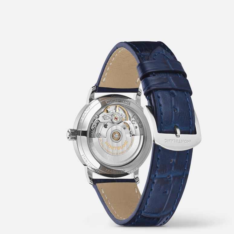 Montblanc,Tradition 32mm,32mm,Stainless Steel,Blue,Automatic,Day,38hours,MB129642