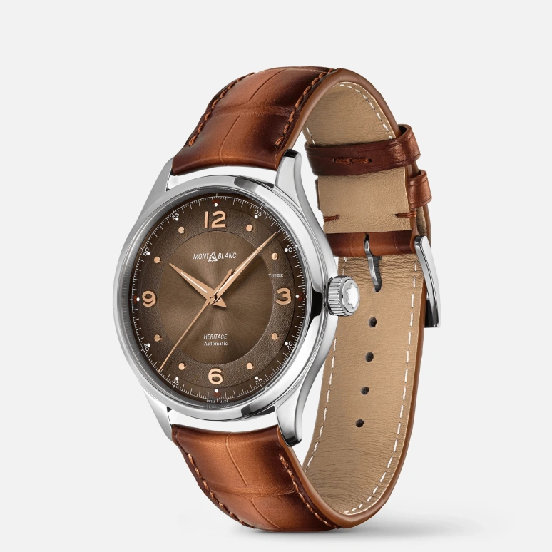 Montblanc,Heritage 40mm,40mm,Stainless Steel,Brown,Automatic,Sapphire,Crystal Glass,Round,MB128673