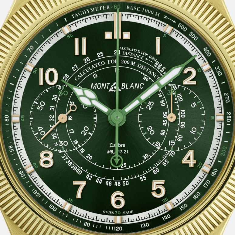 Montblanc,1858 42.50mm,42.50mm,Lime Gold,Green,Handwound,Chronograph,55hours,MB130988
