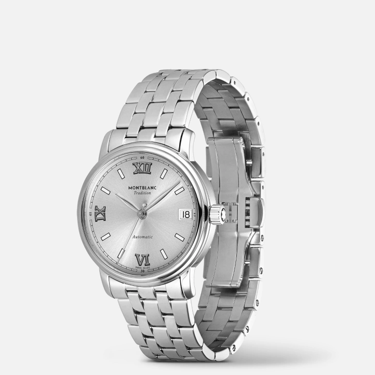 Montblanc,Tradition 32mm,32mm,Stainless Steel,Silver White,Automatic,Day,38hours,MB127773