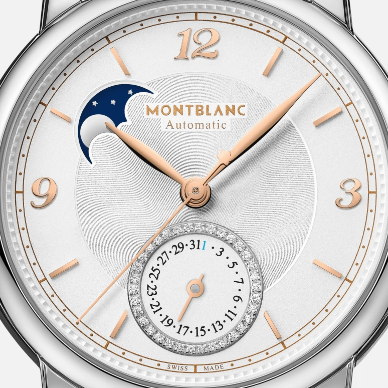 Montblanc,Star 36mm,36mm,Stainless Steel,Silver White,Automatic,Moonphase,Day,MB128688