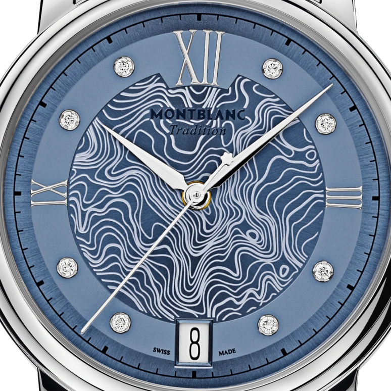 Montblanc,Tradition 32mm,32mm,Stainless Steel,Blue,Automatic,Day,Sapphire,Crystal Glass,MB131297