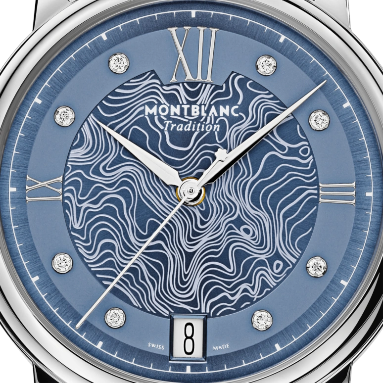 Montblanc,Tradition 32mm,32mm,Stainless Steel,Blue,Automatic,Day,Sapphire,Crystal Glass,MB131296