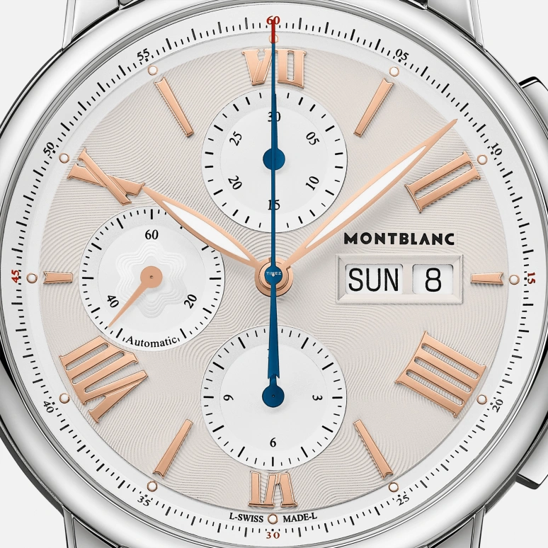 Montblanc,Star 43mm,43mm,Stainless Steel,Beige,Cream,Handwound,Chronograph,Date,Day,MB126102