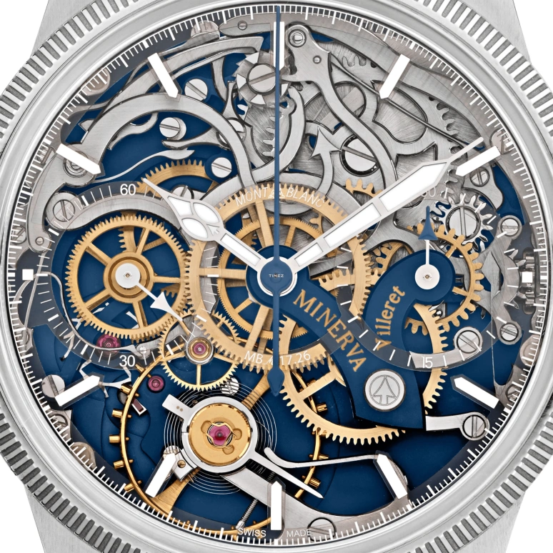 Montblanc,1858 43mm,43mm,Stainless Steel,Skeleton,Automatic,Chronograph,Sapphire,Crystal Glass,MB133296