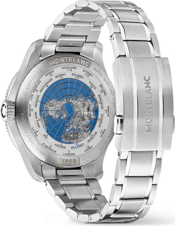Montblanc,1858 42mm,42mm,Stainless Steel,Black,Automatic,Day,Dule Time,MB129615