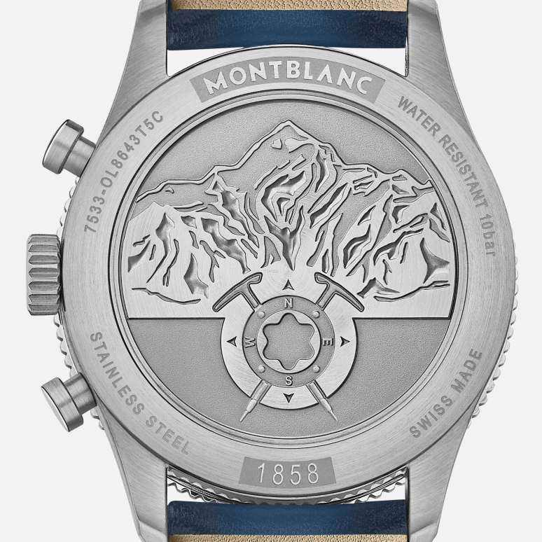 Montblanc,1858 42mm,42mm,Stainless Steel,Blue,Handwound,Chronograph,55hours,MB126912