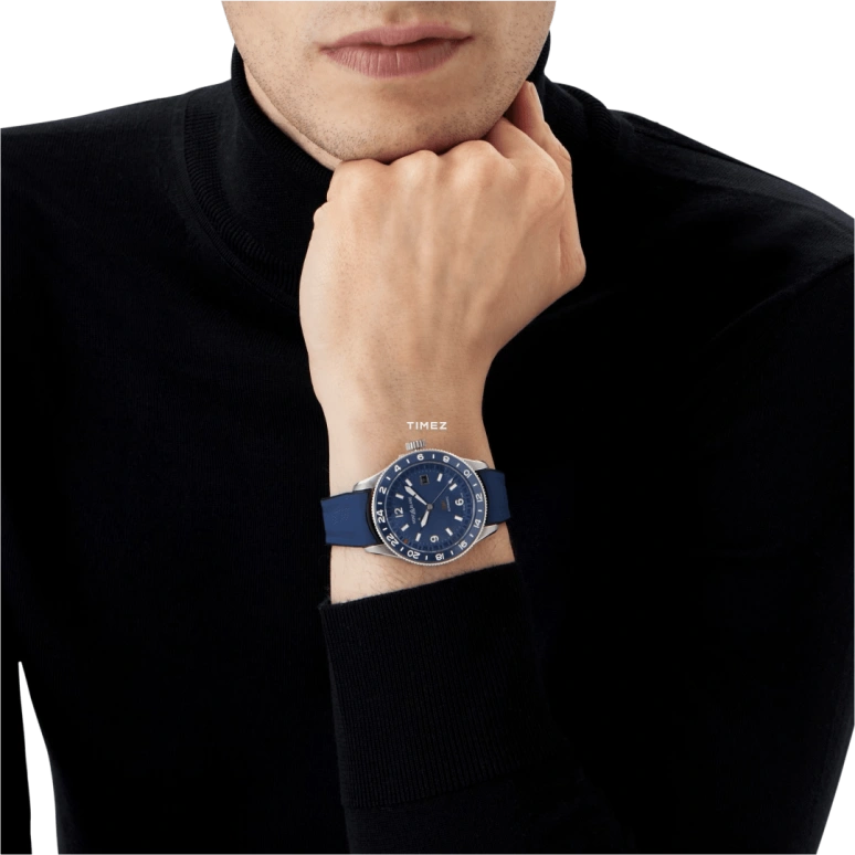 Montblanc,1858 42mm,42mm,Stainless Steel,Blue,Automatic,Day,Dule Time,MB129617