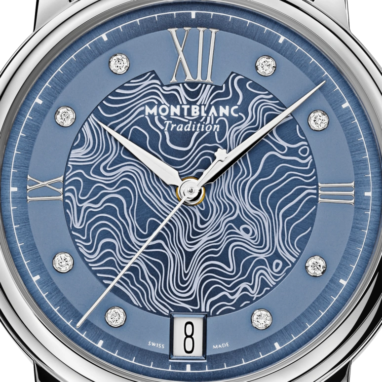 Montblanc,Tradition 32mm,32mm,Stainless Steel,Blue,Automatic,Day,Sapphire,Crystal Glass,MB131297