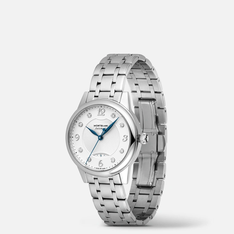 Montblanc,Boheme 30mm,30mm,Stainless Steel,Stainless Steel,White,Automatic,Day,Sapphire,Crystal Glass,MB127367