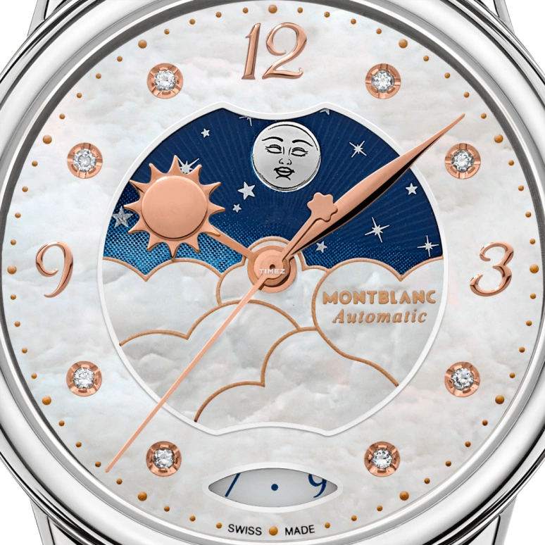 Montblanc,Boheme 30mm,30mm,Stainless Steel,White,Automatic,Day,Sapphire,MB129757