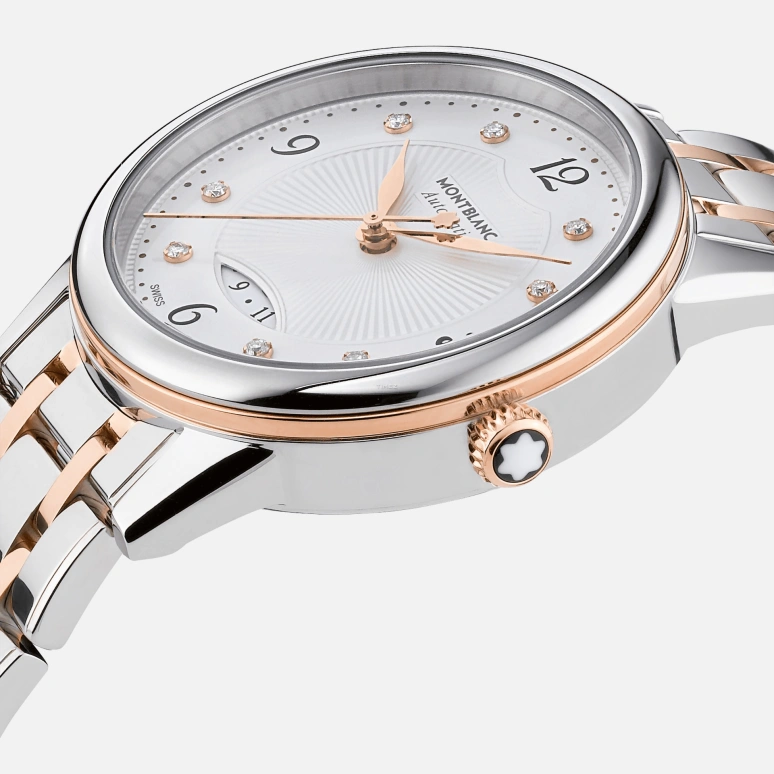 Montblanc,Boheme 30mm,30mm,Stainless Steel,Red Gold,Silver White,Automatic,Day,Sapphire,Crystal Glass,MB111058