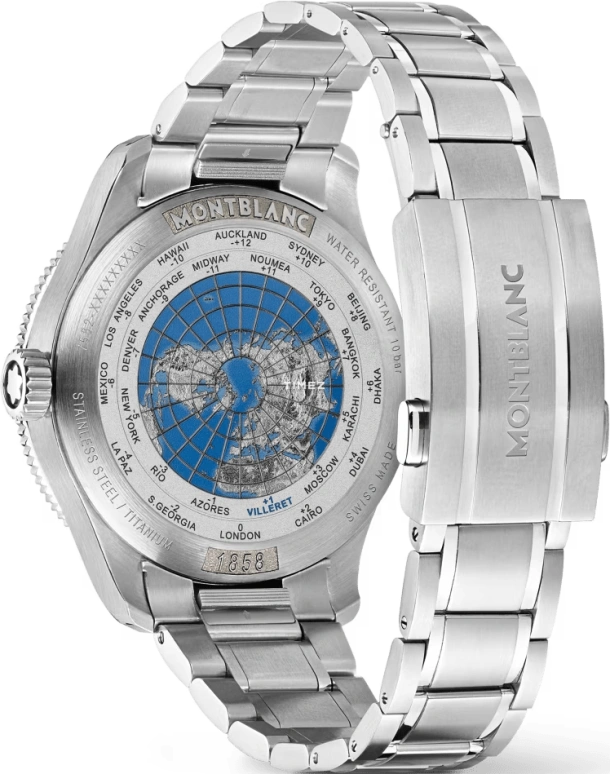 Montblanc,1858 42mm,42mm,Stainless Steel,Blue,Automatic,Day,Sapphire,MB129616