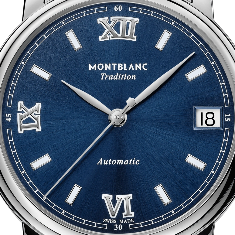 Montblanc,Tradition 32mm,32mm,Stainless Steel,Blue,Automatic,Day,38hours,MB127774