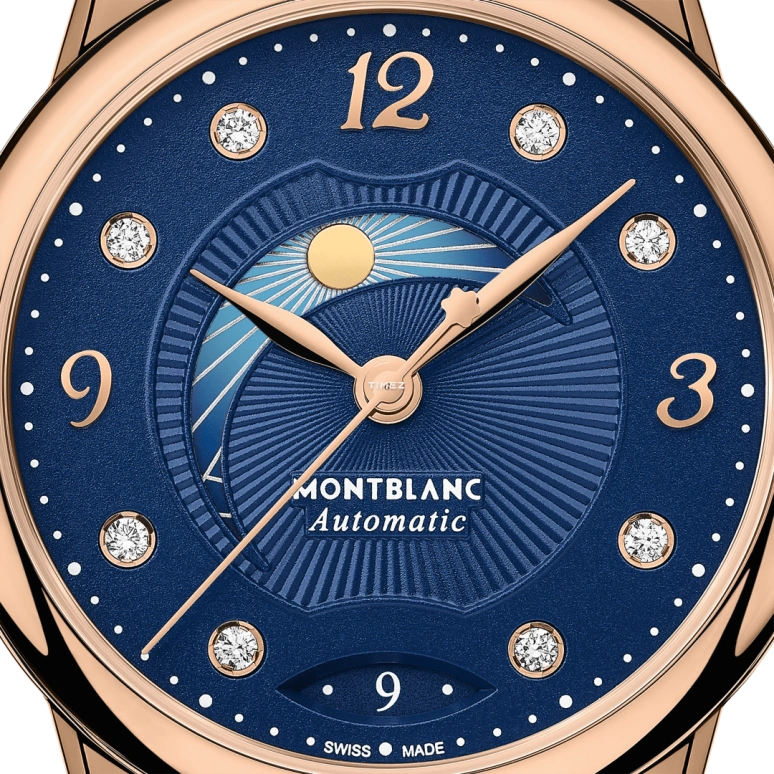 Montblanc,Boheme 30mm,30mm,Rose Gold,Blue,Automatic,Day,Day / Night Indication,MB127363