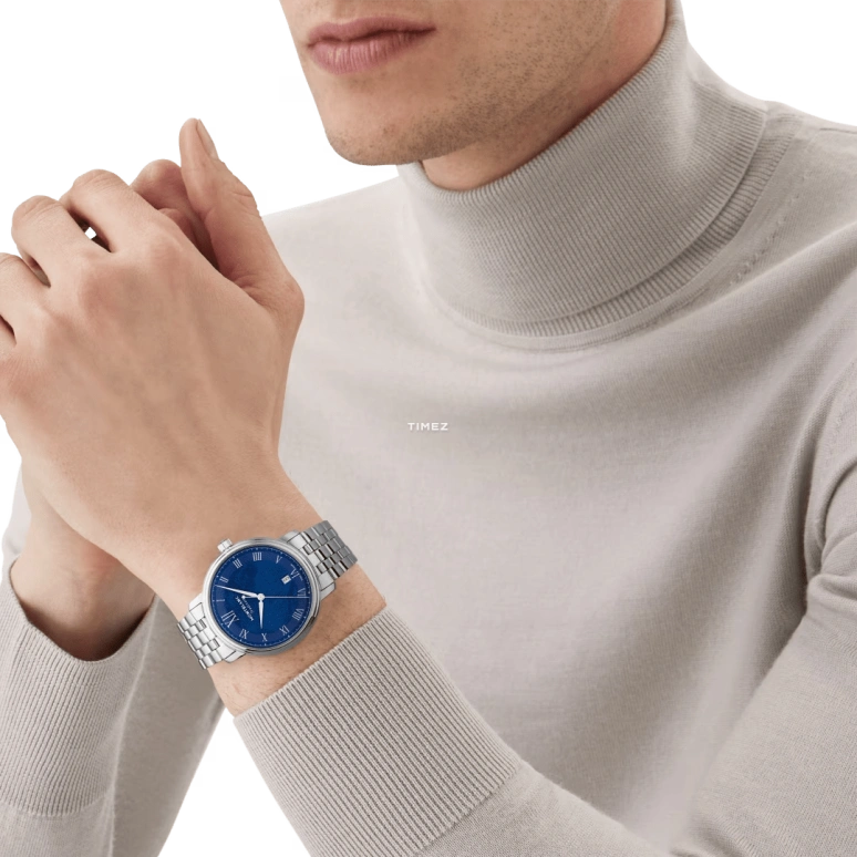 Montblanc,Tradition 40mm,40mm,Stainless Steel,Blue,Quartz,Day,Sapphire,Crystal Glass,MB131275