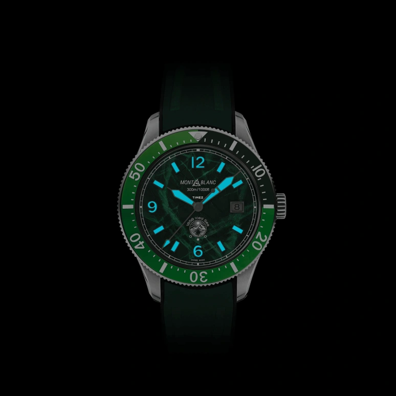 Montblanc,Iced Sea 41mm,41mm,Stainless Steel,Ceramic,Green,Automatic,Day,38hours,MB131450