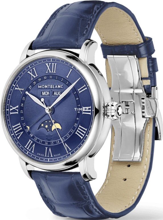 Montblanc,Star 42mm,42mm,Stainless Steel,Blue,Automatic,Moonphase,Month,Date,Day,Sapphire,Crystal Glass,Round,MB130967