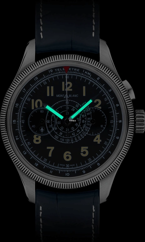 Montblanc,1858 42mm,42mm,Stainless Steel,Black,Handwound,Chronograph,55hours,MB129614