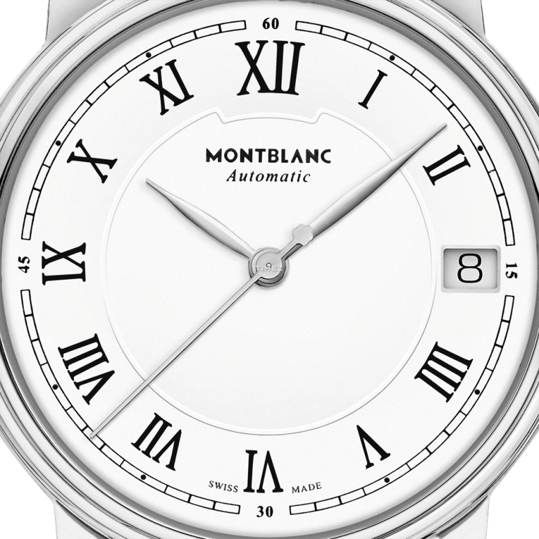 Montblanc,Tradition 32mm,32mm,Stainless Steel,Silver White,White,Black,Automatic,Day,38hours,U0124782