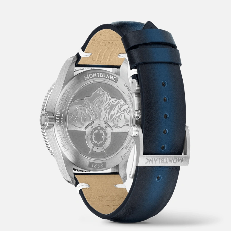 Montblanc,1858 42mm,42mm,Titanium,Titanium Gold,Luminous,White,Blue,Automatic,Day,World Time,MB125565