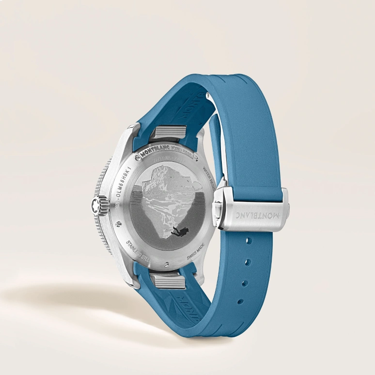 Montblanc,Iced Sea 38mm,38mm,Stainless Steel,Aluminum Oxide,Blue,Automatic,Day,38hours,MB134023